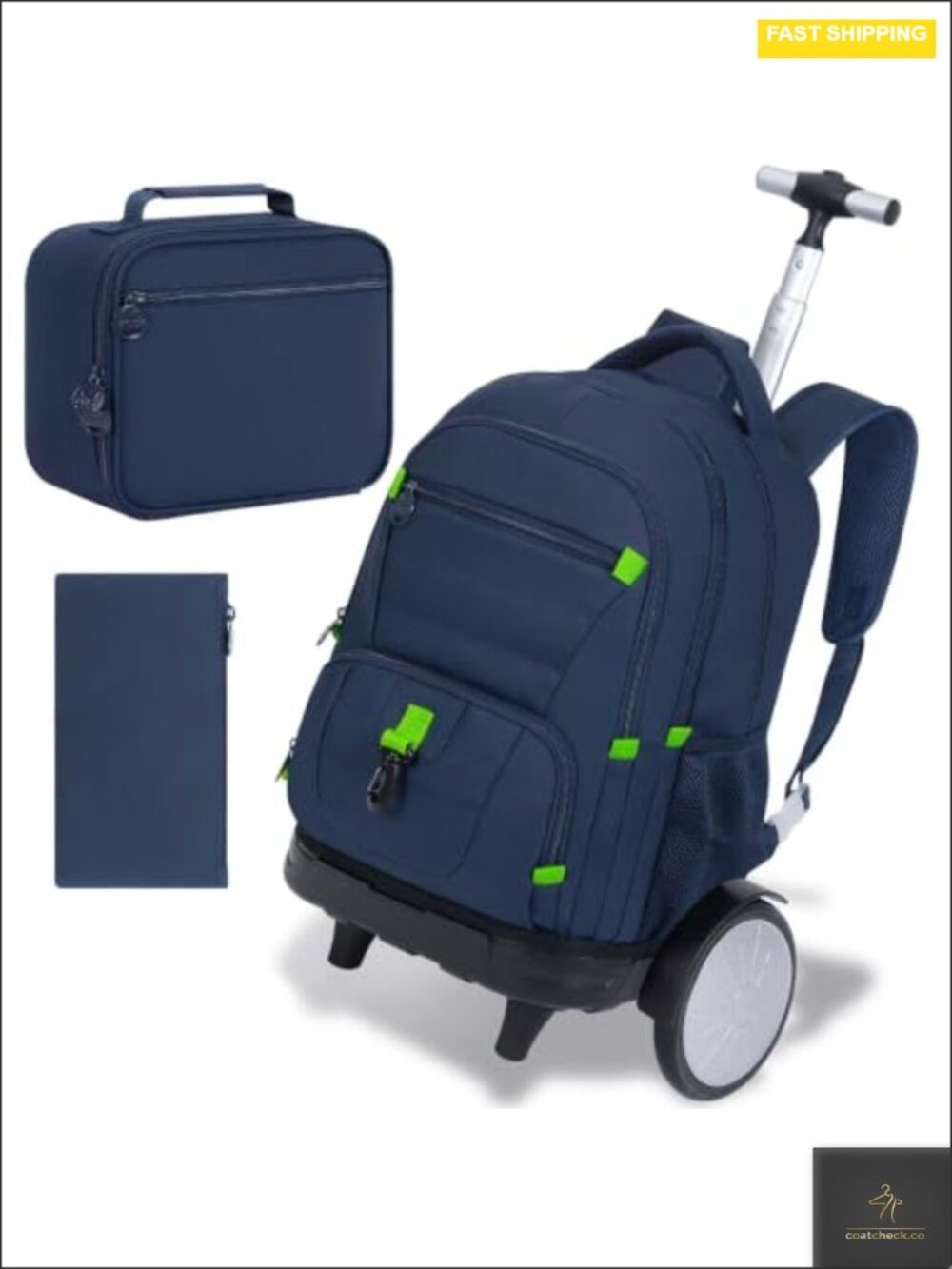 Rolling Backpack with Lunch Box for Men Women Teens, Wheeled Bookbag with